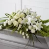 Loving Light Casket Spray with white tulips roses lilies carnations and snapdragons